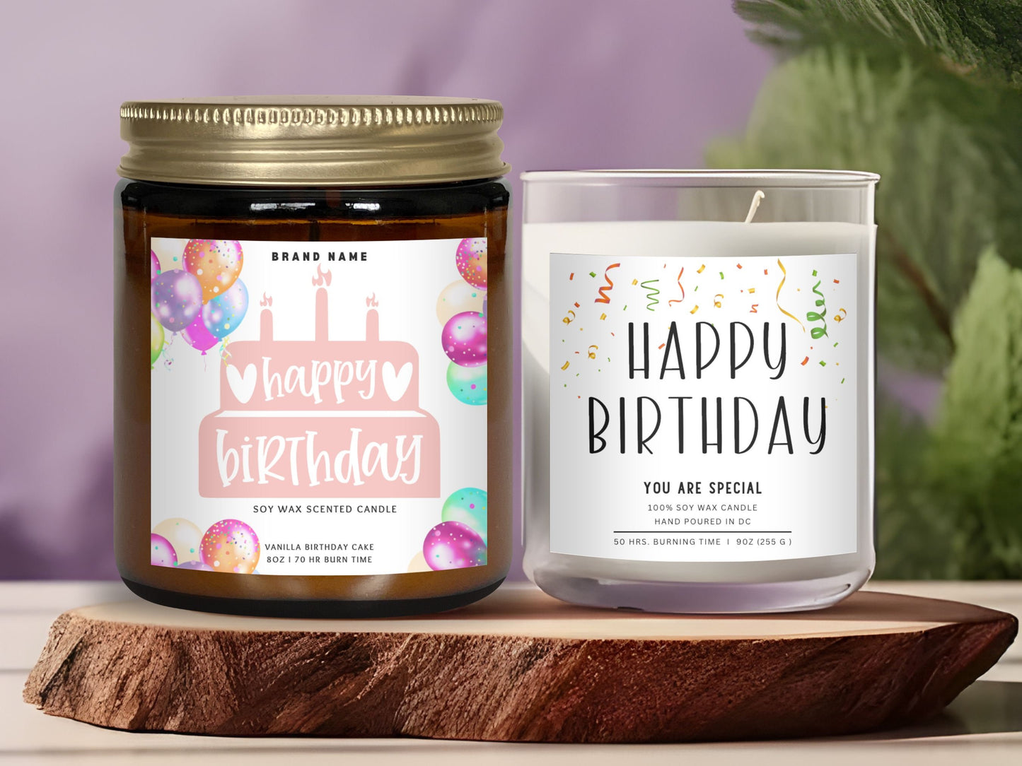 Happy Birthday Candle Label Canva Template,Editable Candle labels,Customizable Candle Jar Label Template,Canva Soy Wax Candle Sticker