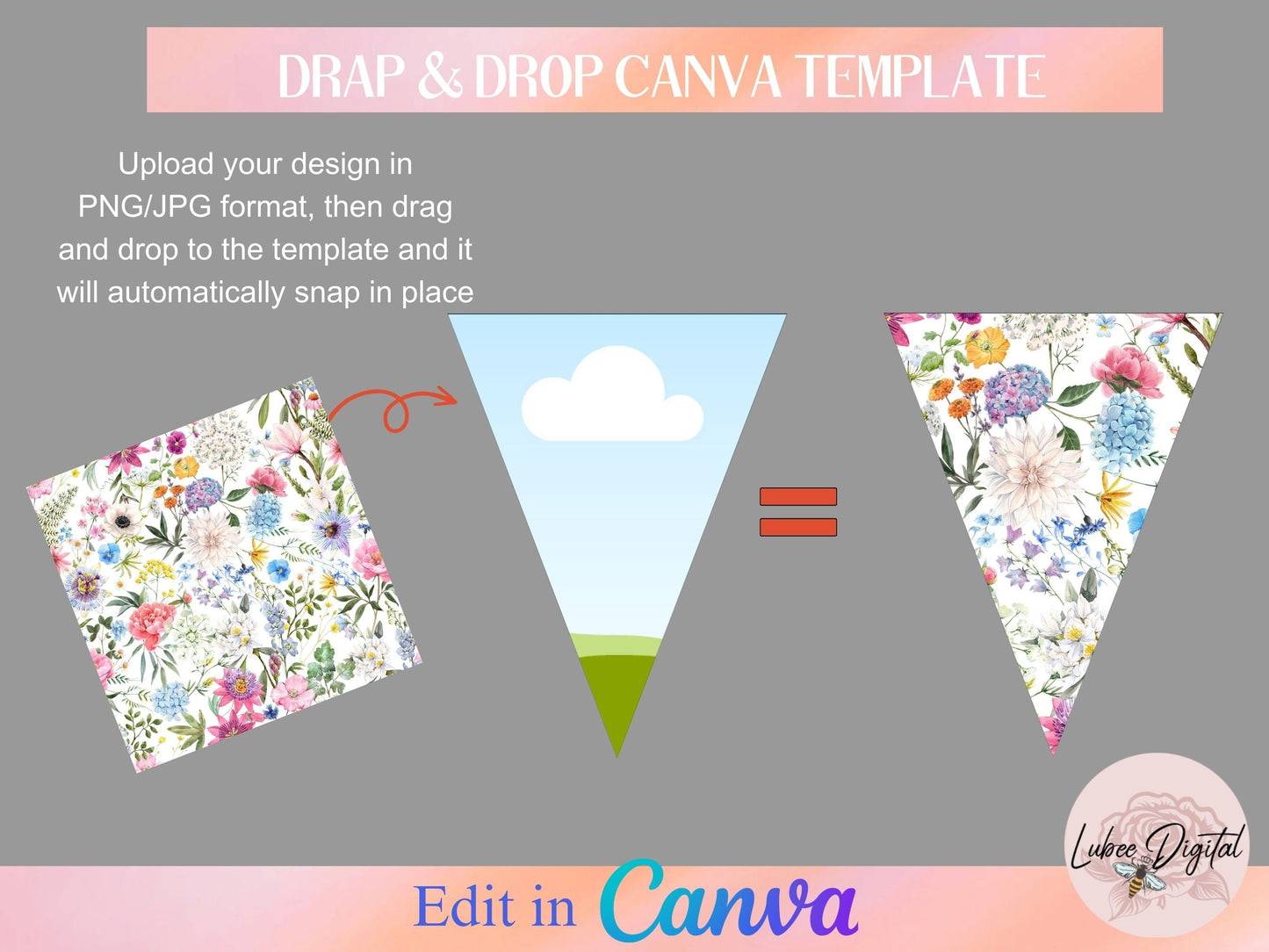 Canva Editable Bunting Shapes Frames,Banner Frames Template,Banner Flag Template,Editable Printable Banner Template,Custom Banner