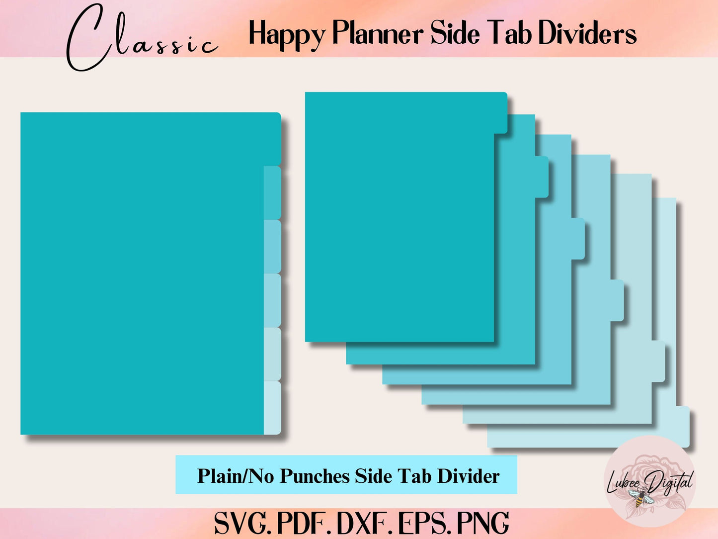 Classic Happy Planner Disc Bound Divider Template,Binder Dividers Cut File,Notebook Disc Bound Divider,6 Side Tab Divider,Nested page Marker