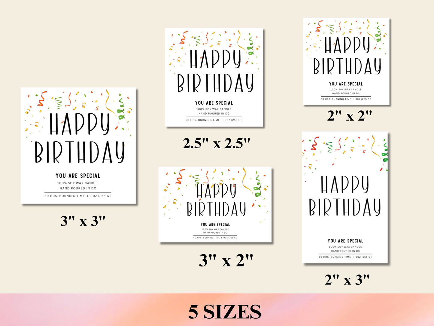 Happy Birthday Candle Label Canva Template,Editable Candle labels,Customizable Candle Jar Label Template,Canva Soy Wax Candle Sticker