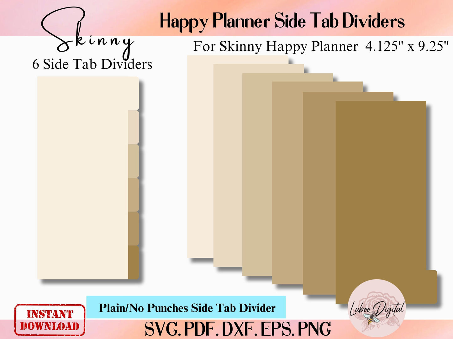 Skinny Happy Planner Disc Bound Divider Template,Binder Dividers Cut File,Notebook Disc Bound Divider,6 Side Tab Divider,Nested page Marker