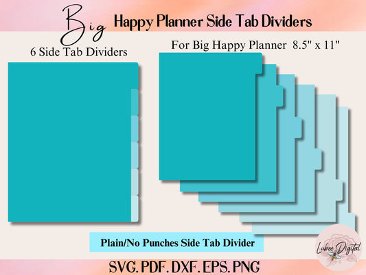 Big Happy Planner Disc Bound Divider Template,Binder Dividers Cut File,Notebook Disc Bound Divider,6 Side Tab Divider,Nested page Marker