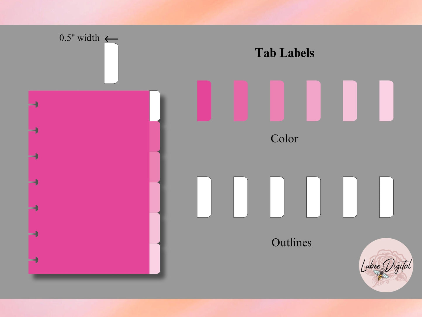 Mini Happy Planner Disc Bound Divider Template,Binder Dividers Cut File,Notebook Disc Bound Divider,Side Tabbed Divider,Nested Page Markers