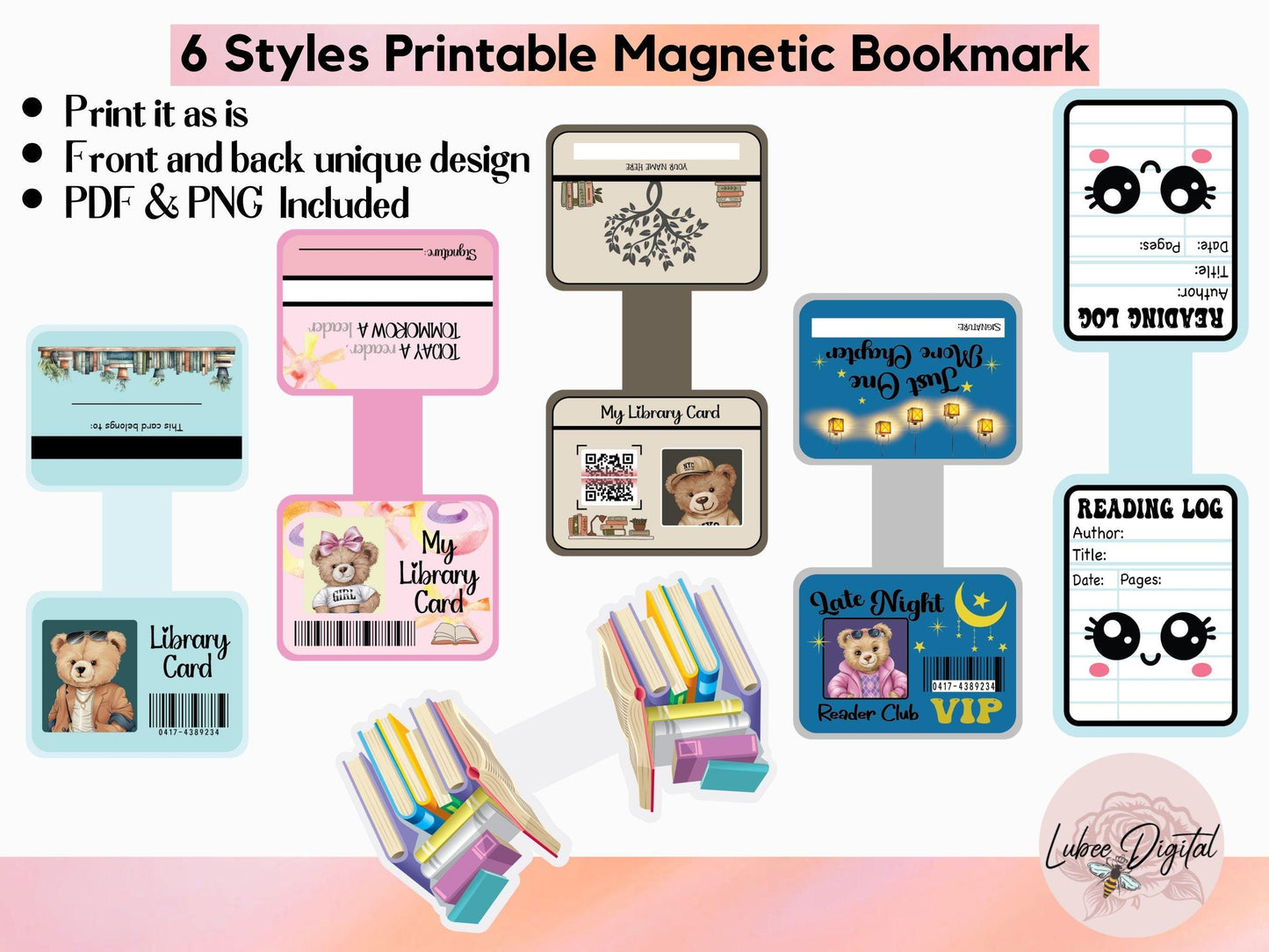 Printable Magnetic Bookmark,Make Your Own CANVA Bookmark Template,Drag and Drop Bookmark Template, Library Magnetic Bookmark