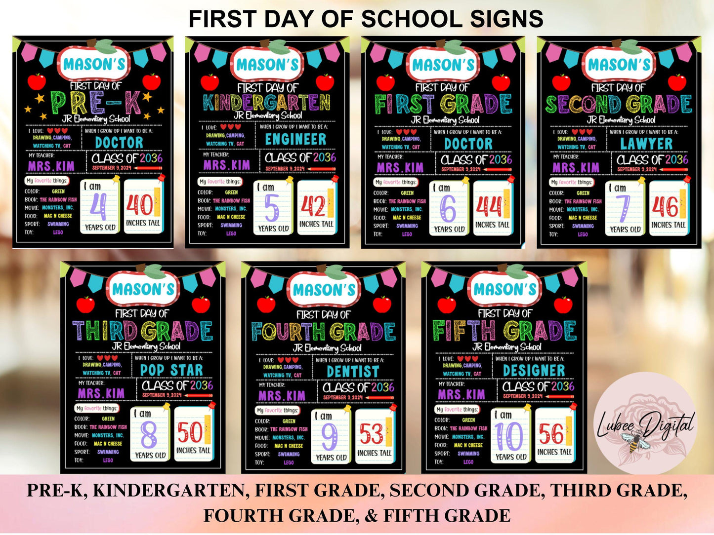 DIY Canva Template Printable Editable First Day of School Sign 1st Day Back to School Chalkboard Poster Template Reusable