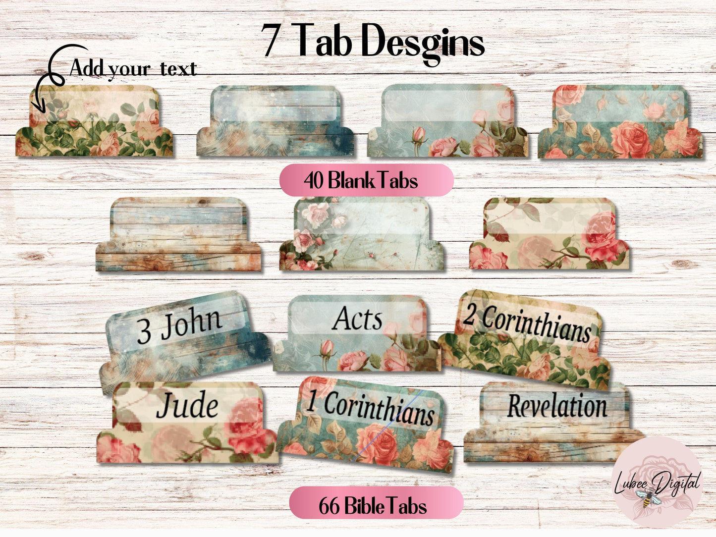 Printable Bible Tabs,Bible Journaling Tabs,Shabby Chic Book Tabs,66 Books of Bible,Blank Tabs,Printable Bible Book Tracker,Bible Index Tab