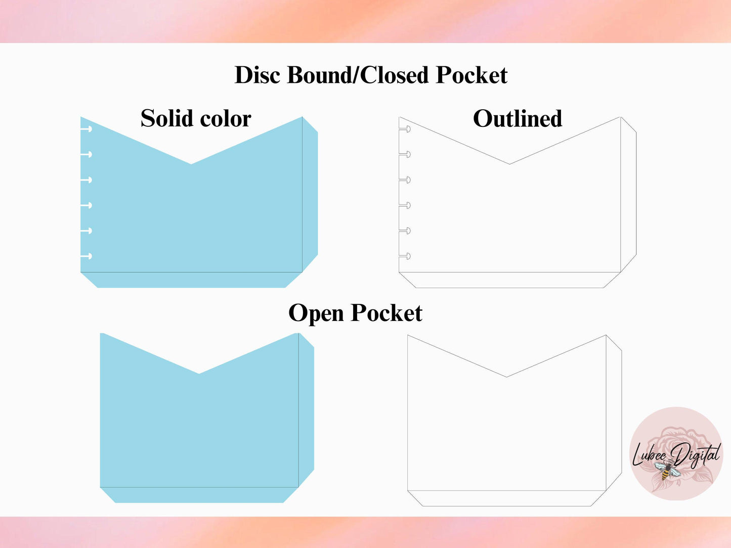 Big Happy Planner Disc Bound Pocket Template,Big Disc bound Planner Inserts SVG bundle, File Pocket Pages SVG cut files for Cricut