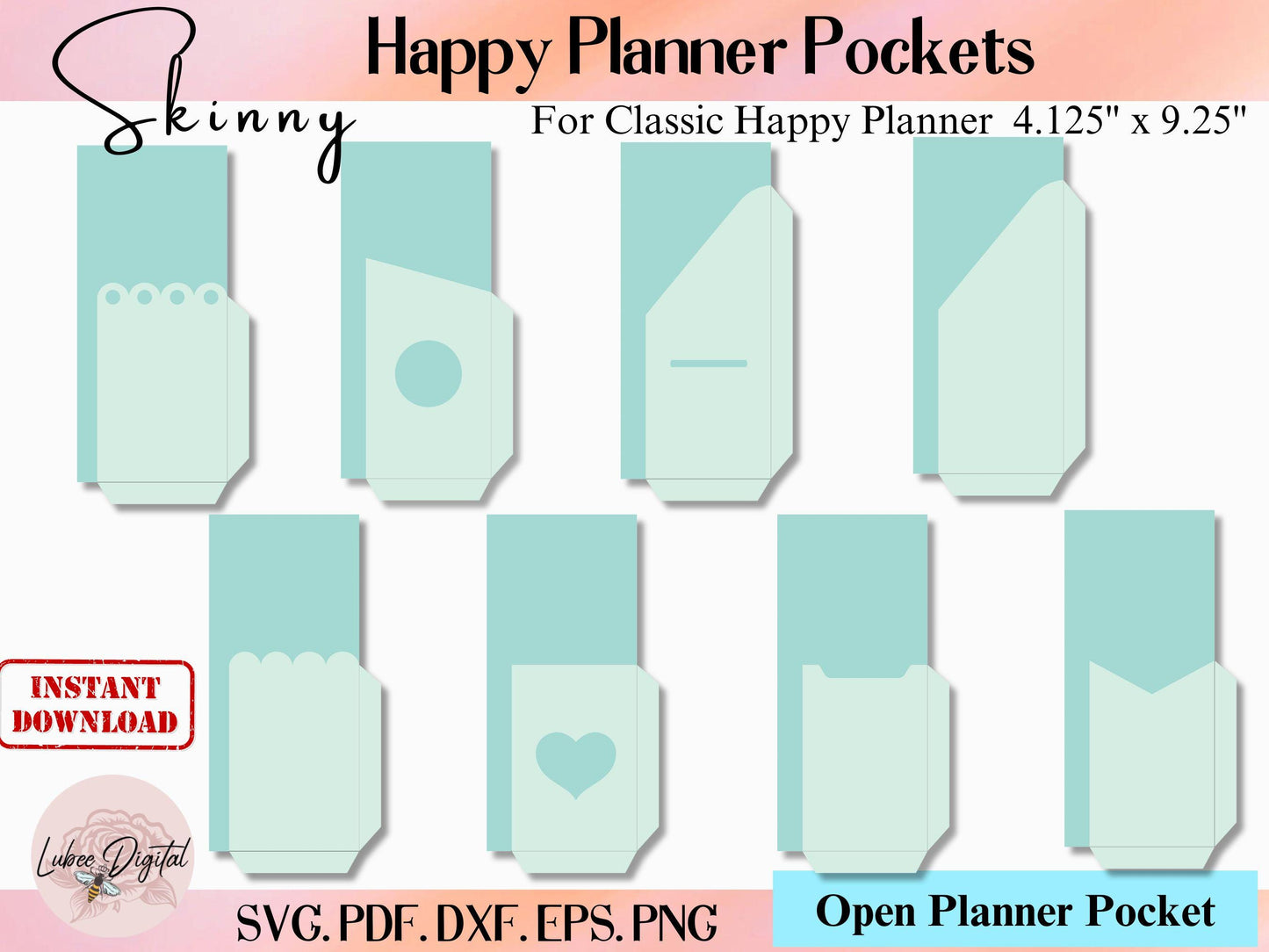 Skinny Happy Planner Disc Bound Pocket Template,Skinny Disc bound Planner Inserts SVG bundle, File Pocket Pages SVG cut files for Cricut