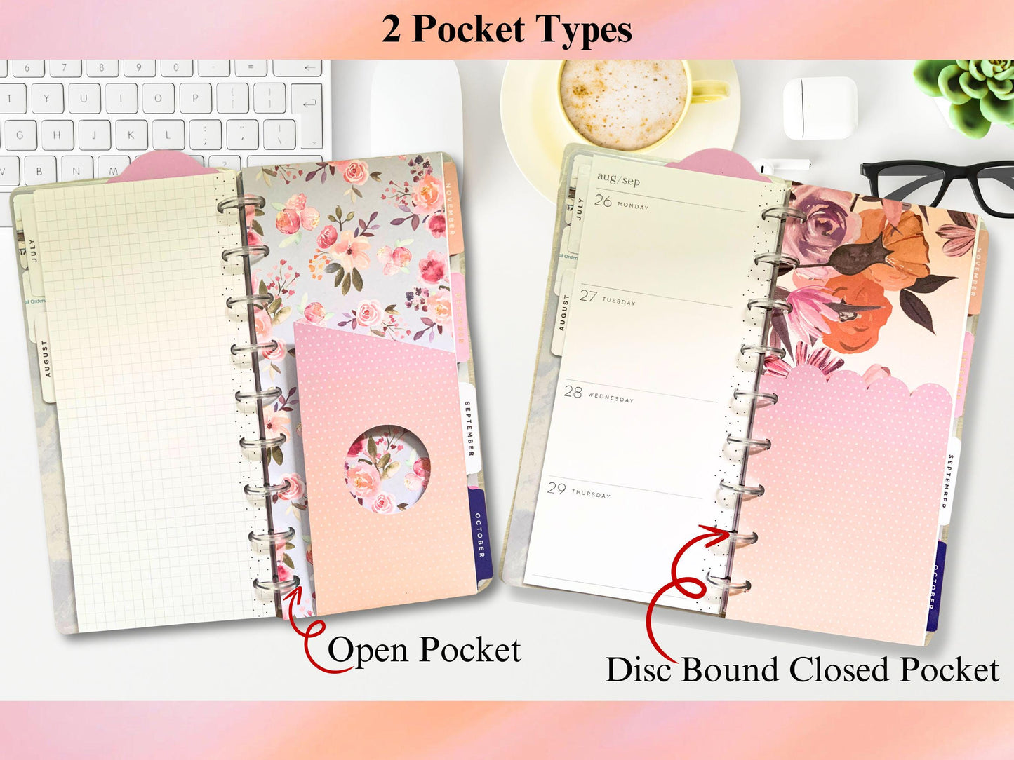 Skinny Happy Planner Disc Bound Pocket Template,Skinny Disc bound Planner Inserts SVG bundle, File Pocket Pages SVG cut files for Cricut