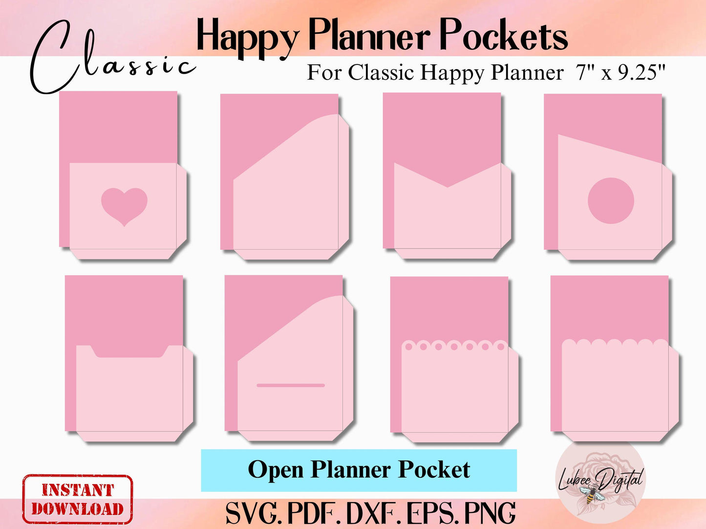 Classic Happy Planner Disc Bound Pocket Template,Classic Disc bound Planner Inserts SVG bundle, File Pocket Pages SVG cut files for Cricut