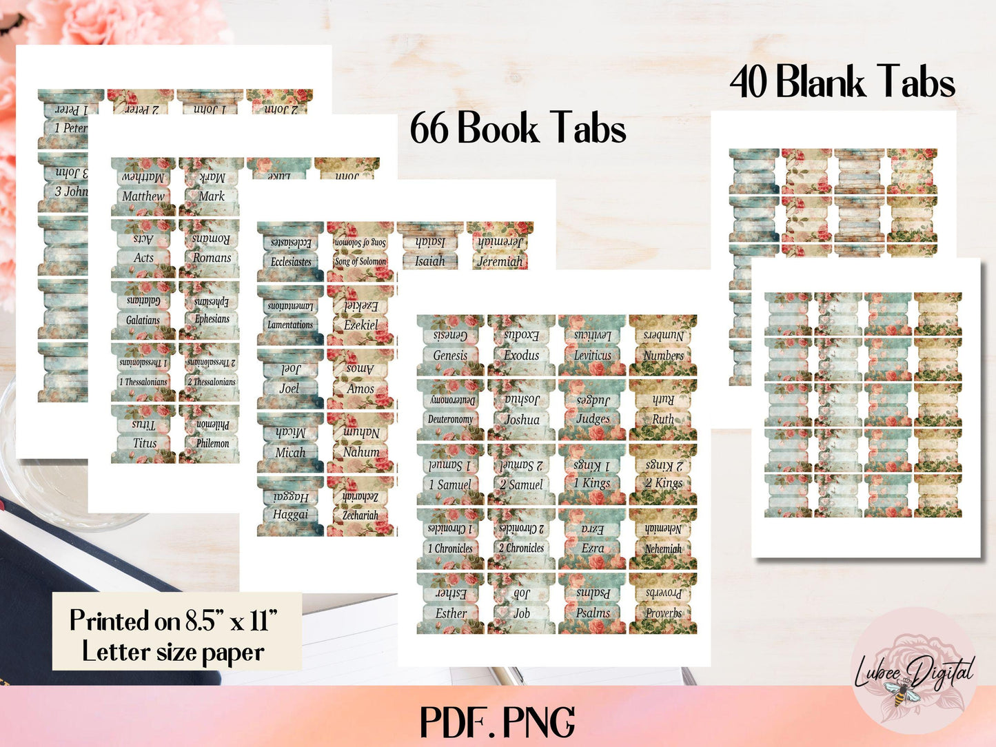 Printable Bible Tabs,Bible Journaling Tabs,Shabby Chic Book Tabs,66 Books of Bible,Blank Tabs,Printable Bible Book Tracker,Bible Index Tab