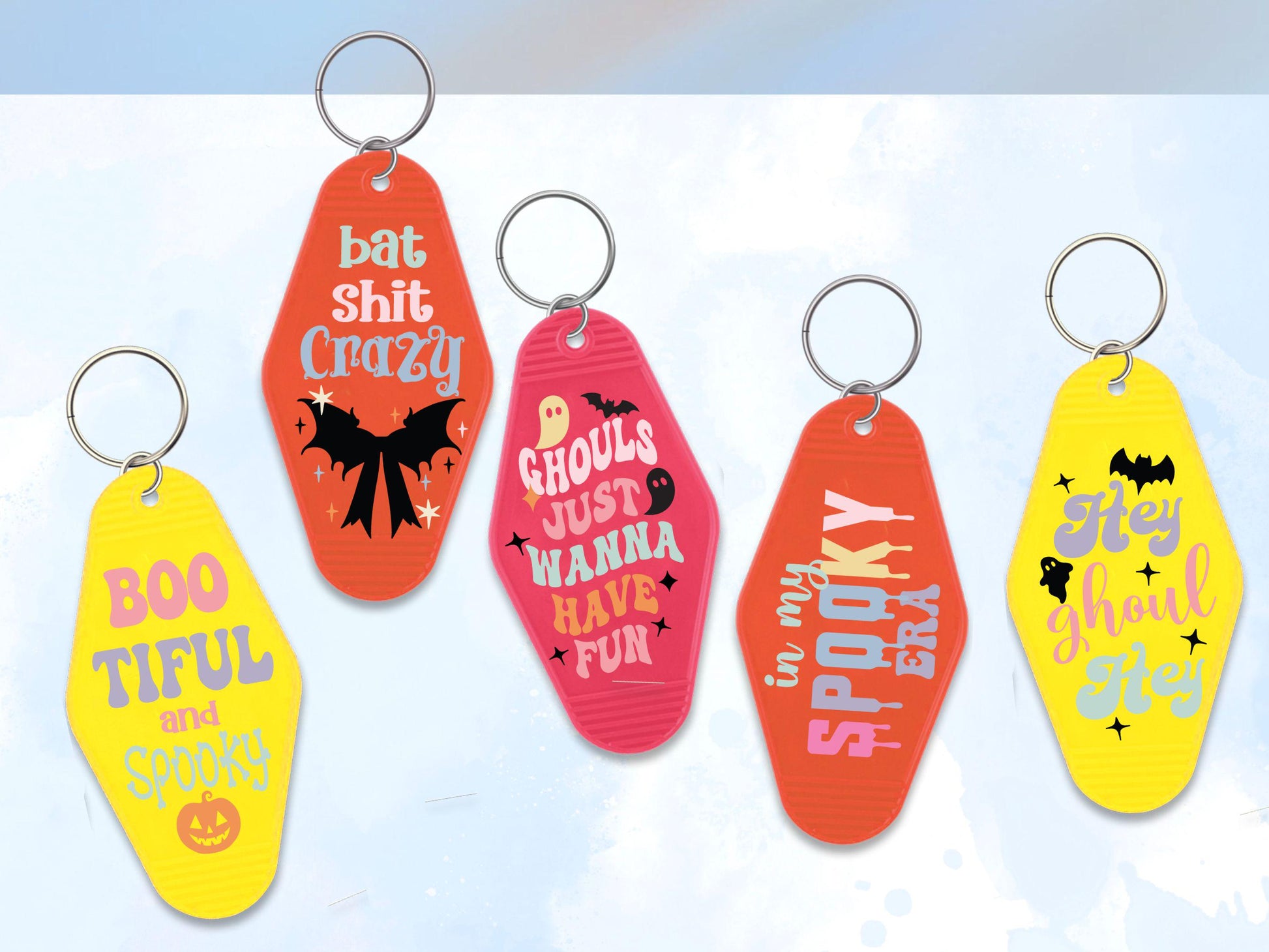 Halloween Spooky Motel Keychain SVG,Retro Vintage Halloween Aesthetic Keychain, Funny Spooky Hotel Keychain, Keyring Template Cut File