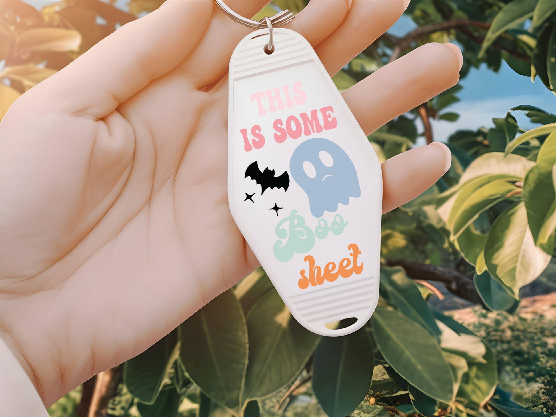 Halloween Spooky Motel Keychain SVG,Retro Vintage Halloween Aesthetic Keychain, Funny Spooky Hotel Keychain, Keyring Template Cut File