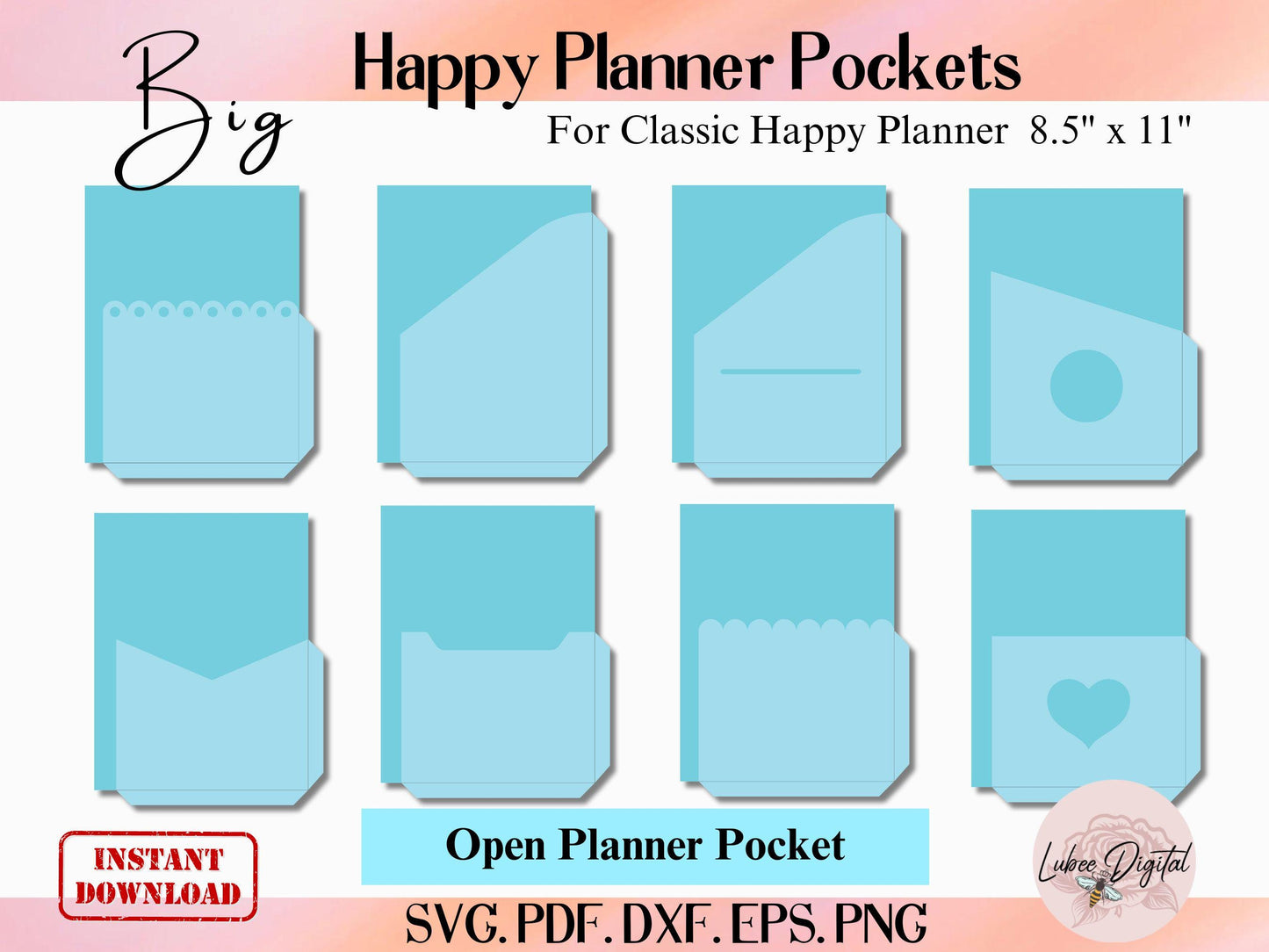 Big Happy Planner Disc Bound Pocket Template,Big Disc bound Planner Inserts SVG bundle, File Pocket Pages SVG cut files for Cricut