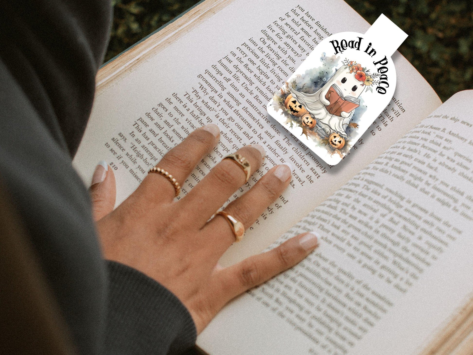 Halloween Ghost Printable Magnetic Bookmark,Halloween Book Club Holographic book lover,Spooky Ghost Planner Clip,Ghost Reading Book Bookmark