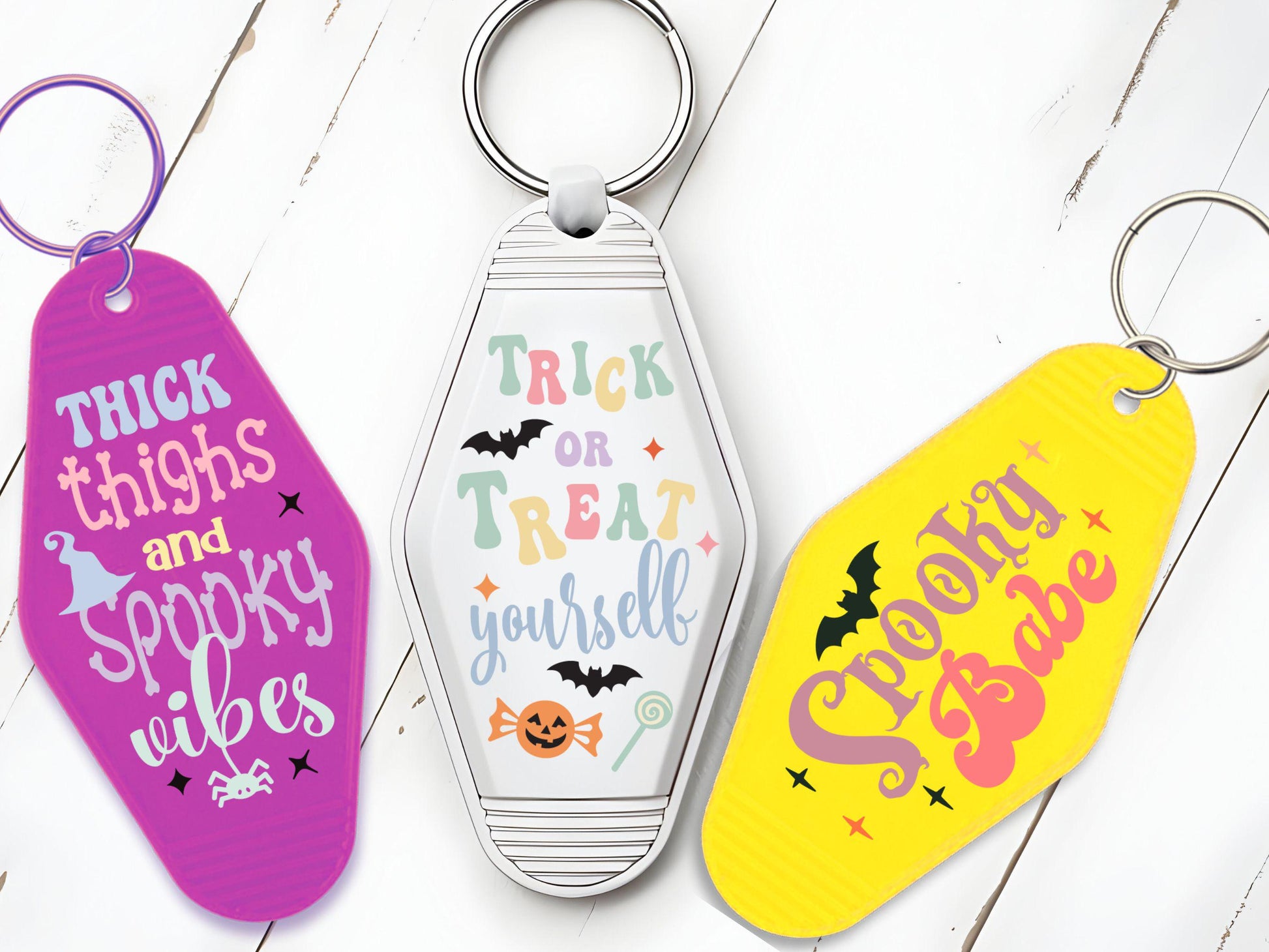 Halloween Spooky Motel Keychain SVG,Retro Vintage Halloween Aesthetic Keychain, Funny Spooky Hotel Keychain, Keyring Template Cut File