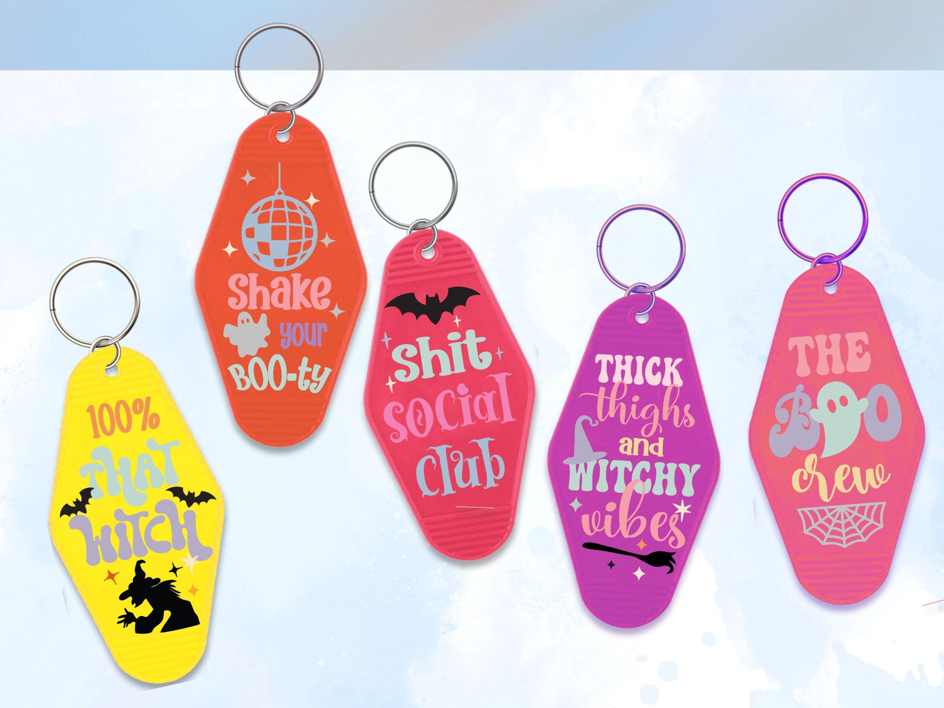 Halloween Spooky Motel Keychain SVG,Retro Vintage Halloween Aesthetic Keychain, Funny Spooky Hotel Keychain, Keyring Template Cut File